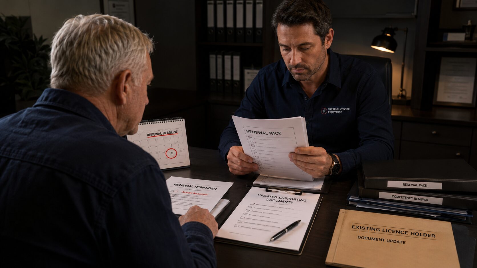 Consultant preparing a written motivation for a firearm licence application