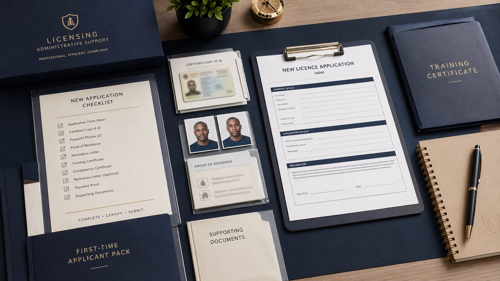 Administrative paperwork being prepared for an initial competency application