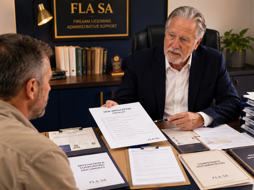 Client discussing a further competency application with an administrative consultant